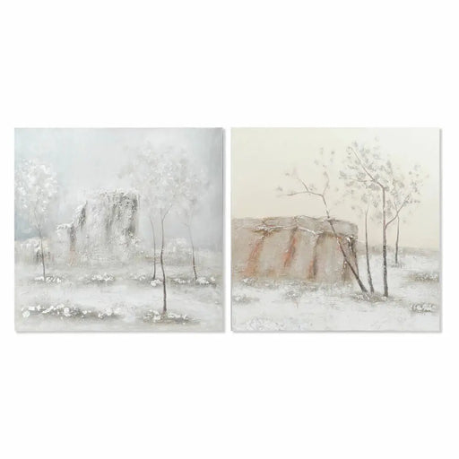 Canvas DKD Home Decor Pinewood Canvas 100 x 3,8 x 100 cm (2 Pieces) - Декорация и Осветление<<<Дом