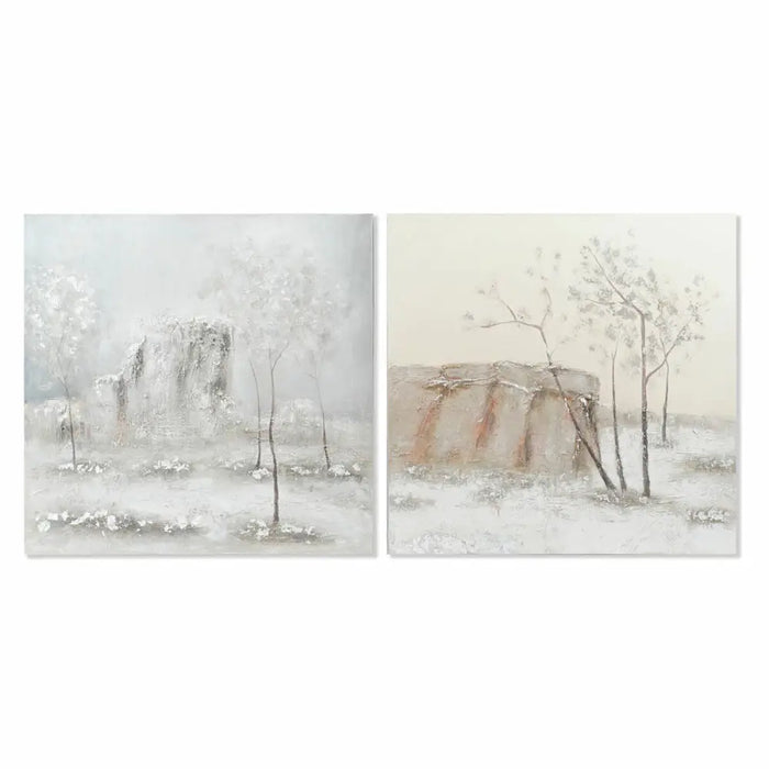 Canvas DKD Home Decor Pinewood Canvas 100 x 3,8 x 100 cm (2 Pieces) - Декорация и Осветление<<<Дом