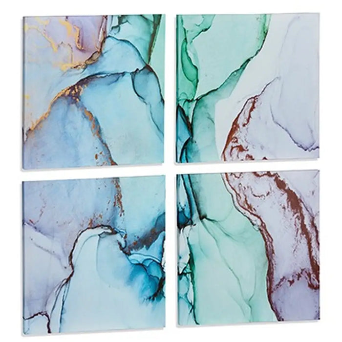 Canvas Gift Decor Canvas 35 x 7 x 35 cm Marble Blue (6 Units) - Декорация и Осветление<<<Дом Градина<<<BigBuy&&&Картини