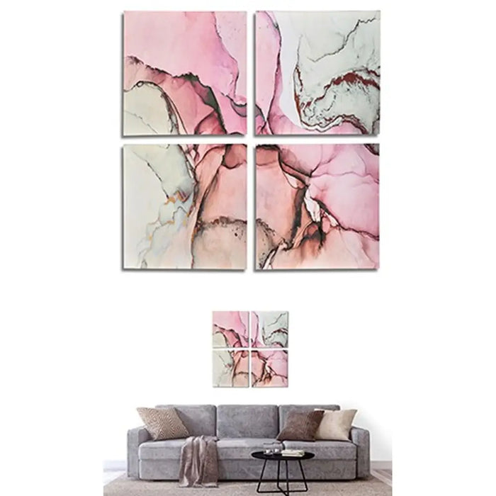 Canvas Gift Decor Canvas 35 x 7 x 35 cm Pink Marble (4 Pieces) (6 Units) - Декорация и Осветление<<<Дом