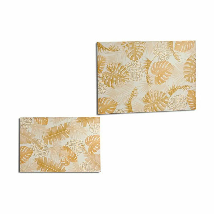 Canvas Gift Decor Golden Leaf of a plant 120 x 80 x 2,5 cm (4 Units) - Декорация и Осветление<<<Дом