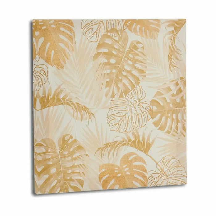 Canvas Gift Decor Golden Leaf of a plant 28 x 28 x 1,5 cm (36 Units) - Декорация и Осветление<<<Дом