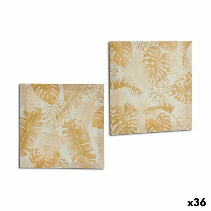 Canvas Gift Decor Golden Leaf of a plant 28 x 28 x 1,5 cm (36 Units) - Декорация и Осветление<<<Дом
