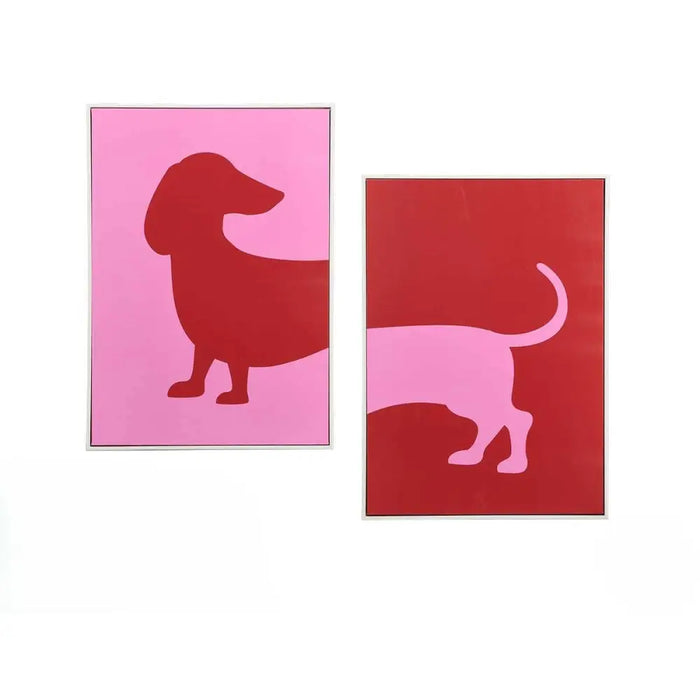 Canvas Gift Decor Red Pink Dog 50 x 3 x 70 cm (4 Units) - Декорация и Осветление<<<Дом Градина<<<BigBuy&&&Картини и