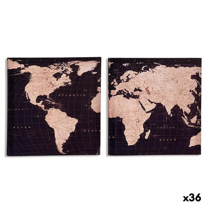 Canvas Gift Decor World Map 1,5 x 28 x 28 cm (36 Units) - Декорация и Осветление<<<Дом Градина<<<BigBuy&&&Картини и