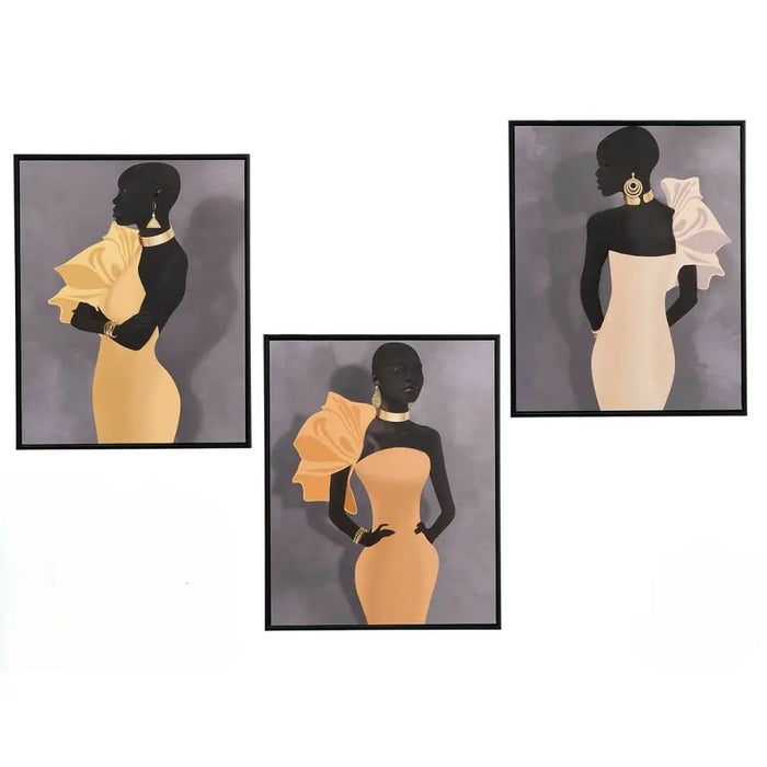 Canvas Gift Decor Yellow Black Grey 40 x 3 x 50 cm (6 Units) - Декорация и Осветление<<<Дом Градина<<<BigBuy&&&Картини