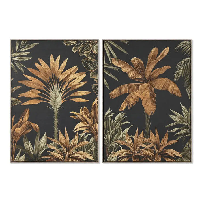 Canvas Home ESPRIT Black Green Golden Palms Tropical 103 x 4,5 x 143 cm (2 Units) - Декорация и Осветление<<<Дом