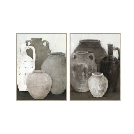 Canvas Home ESPRIT Black Grey Oriental Vase 90 x 4 x 120 cm (2 Units) - Декорация и Осветление<<<Дом