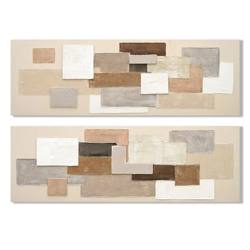 Canvas Home ESPRIT White Beige Abstract Urban 150 x 3 x 50 cm (2 Units) - Декорация и Осветление<<<Дом