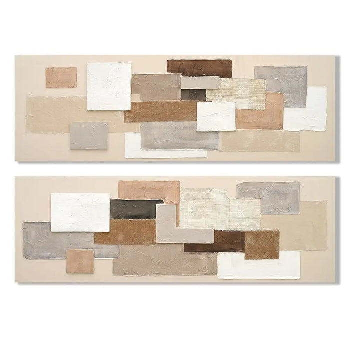 Canvas Home ESPRIT White Beige Abstract Urban 150 x 3 x 50 cm (2 Units) - Декорация и Осветление<<<Дом