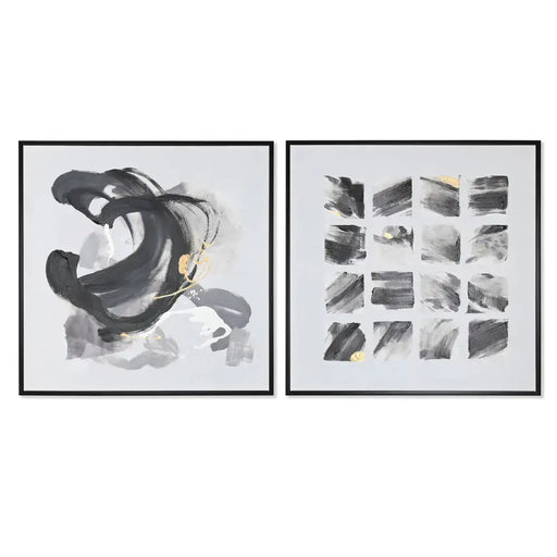 Canvas Home ESPRIT White Black polystyrene Canvas Abstract Modern 104 x 4 x 103,5 cm (2 Units) - Декорация и