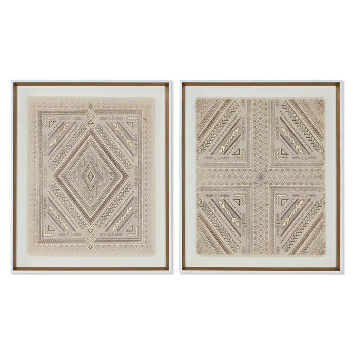 Canvas Home ESPRIT White Natural Boho 50 x 3,8 x 60 cm (2 Units) - Декорация и Осветление<<<Дом