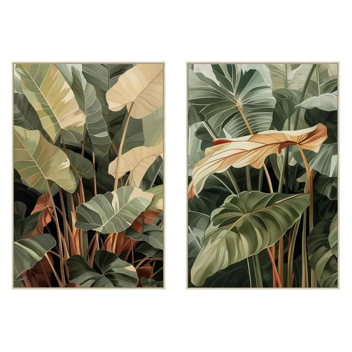 Canvas Home ESPRIT Yellow Green Terracotta Palms Tropical (2 Units) - Декорация и Осветление<<<Дом