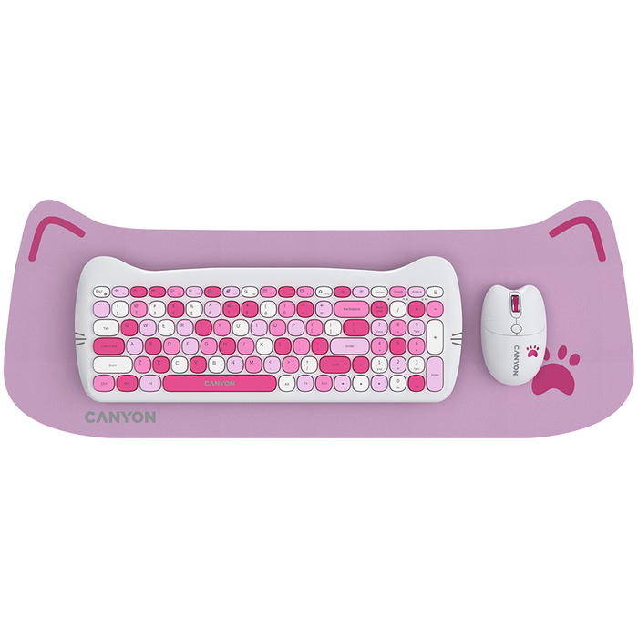 Wireless Set Keyboard, Mouse, Pad CANYON KITTY EDITION CNS-HSETW6PK CNS-HSETW6PK