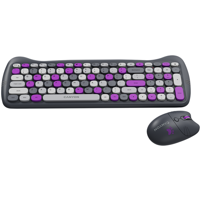 Wireless Set Keyboard, Mouse, Pad CANYON KITTY EDITION CNS-HSETW6VT CNS-HSETW6VT