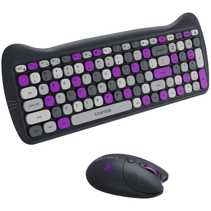 Wireless Set Keyboard, Mouse, Pad CANYON KITTY EDITION CNS-HSETW6VT CNS-HSETW6VT