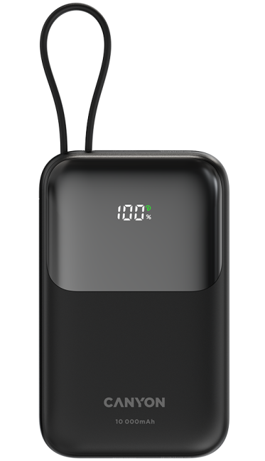 CANYON 10000 mAh POWER BANK CNS-CPB101BK with built-in USB-C cable