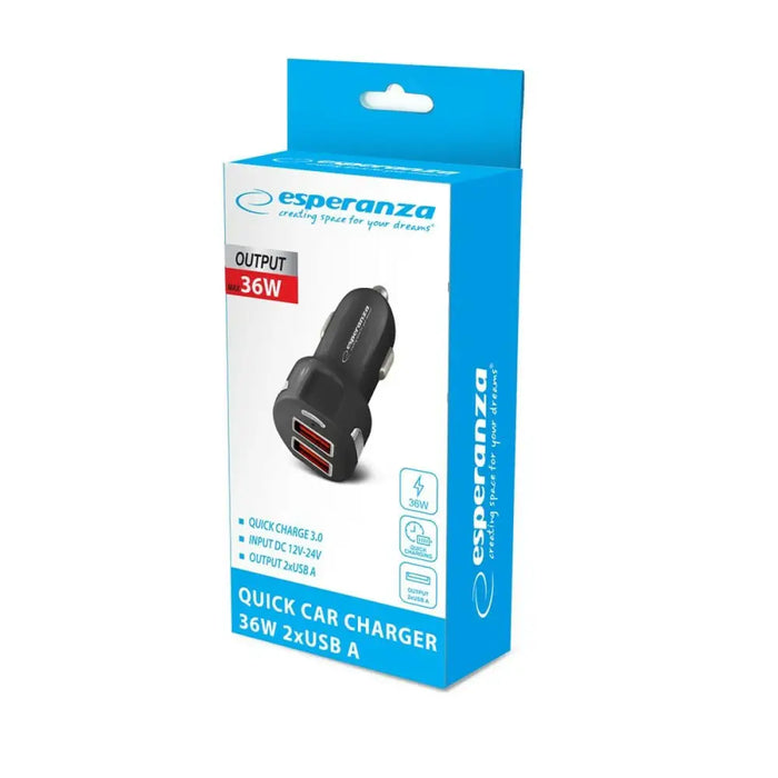 Car Charger Esperanza EZC110K Black 36 W - USB зарядни и кабели<<<Електроника Телефони и таблети<<<Компютри|