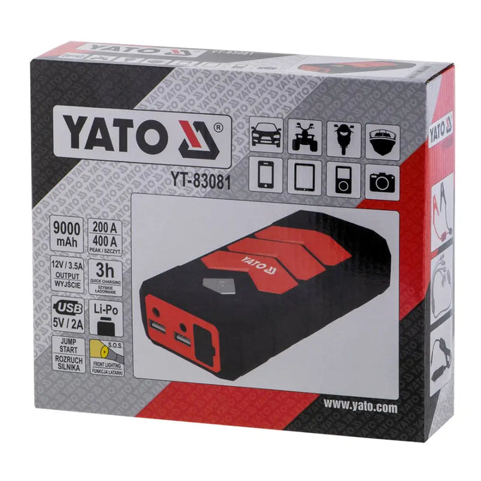 Car jump starter YATO YT-83081 car power bank 9000 mAh 9000 mAh Black Orange - Starting devices startersESA-ROZ<<<Car