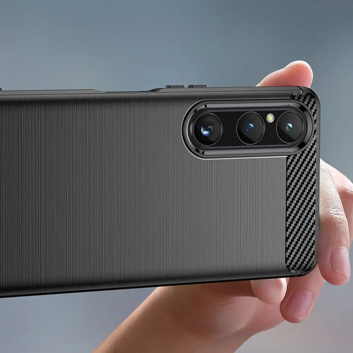 Carbon Case cover for Sony Xperia 1 V flexible silicone carbon cover black - Cell phone cases and covers<<<HurtelXML