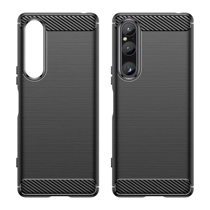 Carbon Case cover for Sony Xperia 1 V flexible silicone carbon cover black - Cell phone cases and covers<<<HurtelXML