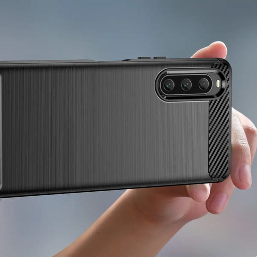 Carbon Case cover for Sony Xperia 10 V flexible silicone carbon cover black - Cell phone cases and covers<<<HurtelXML
