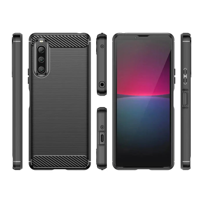 Carbon Case cover for Sony Xperia 10 V flexible silicone carbon cover black - Cell phone cases and covers<<<HurtelXML