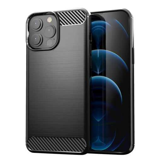 Carbon Case Flexible Cover TPU Case for iPhone 13 Pro black - Cell phone cases and covers<<<HurtelXML