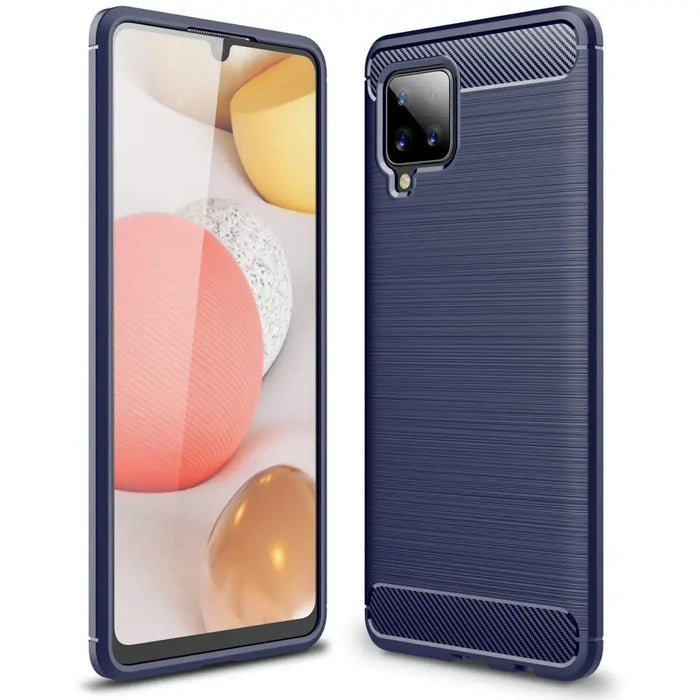 Carbon Case Flexible Cover TPU Case for Samsung Galaxy A42 5G blue - Cell phone cases and covers<<<HurtelXML