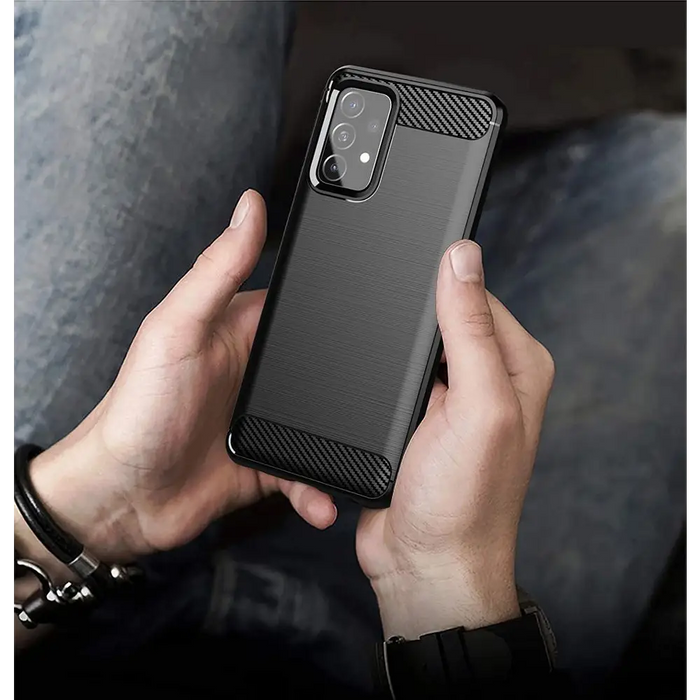 Carbon Case Flexible Cover TPU Case for Samsung Galaxy A72 4G black - Cell phone cases and covers<<<HurtelXML