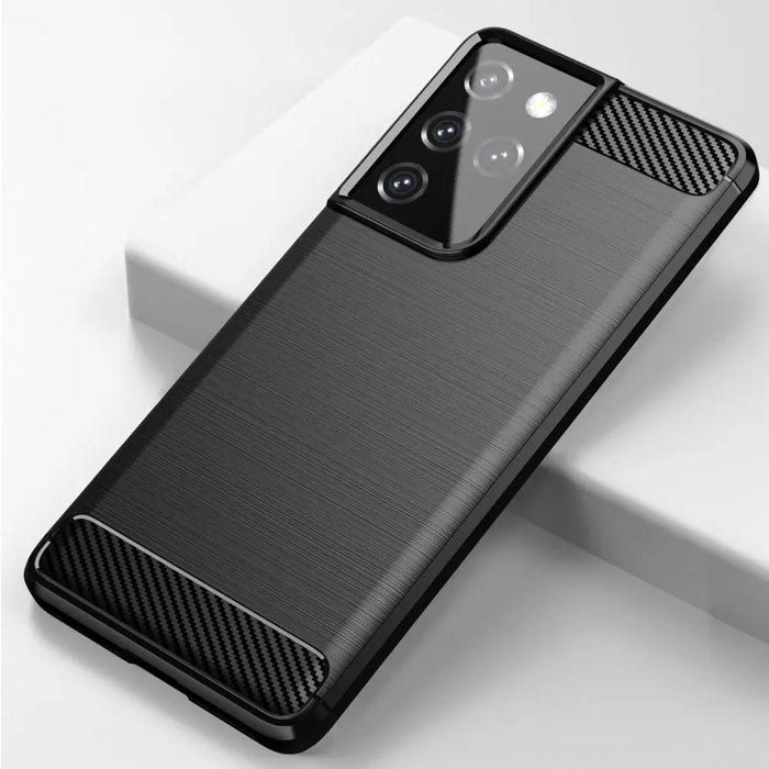 Carbon Case Flexible Cover TPU Case for Samsung Galaxy S21 Ultra 5G black - Cell phone cases and covers<<<HurtelXML