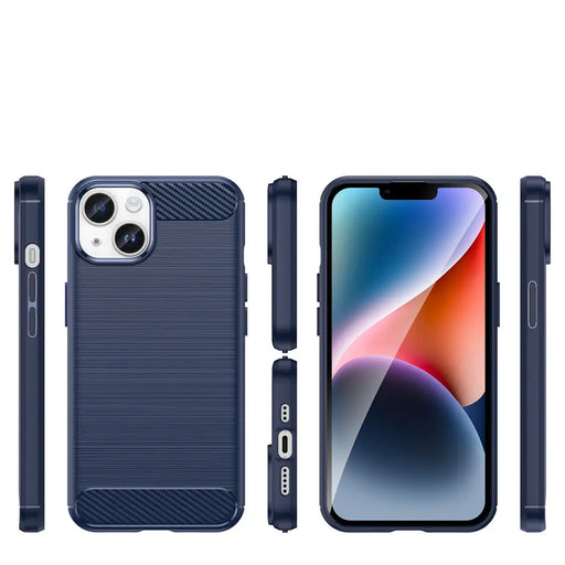 Carbon Case for iPhone 14 Plus flexible gel back cover blue - Cell phone cases and covers<<<HurtelXML
