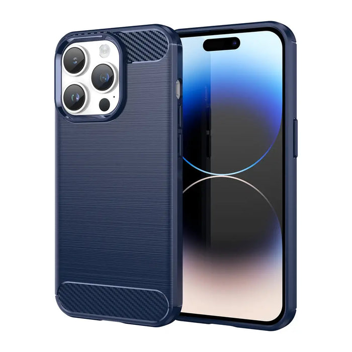 Carbon Case for iPhone 14 Pro Max flexible gel back cover blue - Cell phone cases and covers<<<HurtelXML