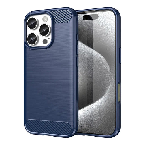 Carbon Case for iPhone 16 Pro Max Silicone Case - Blue - Cell phone cases and covers<<<HurtelXML