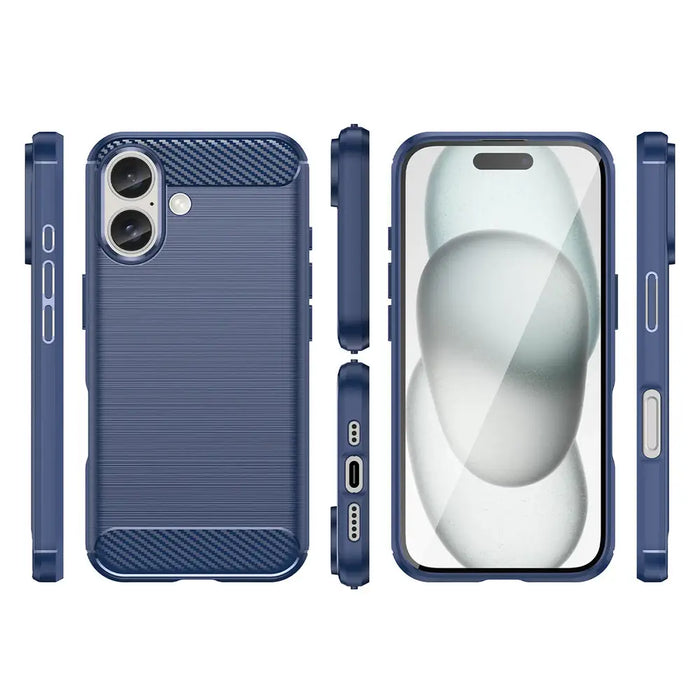 Carbon Case for iPhone 16 Silicone Case - Blue - Cell phone cases and covers<<<HurtelXML