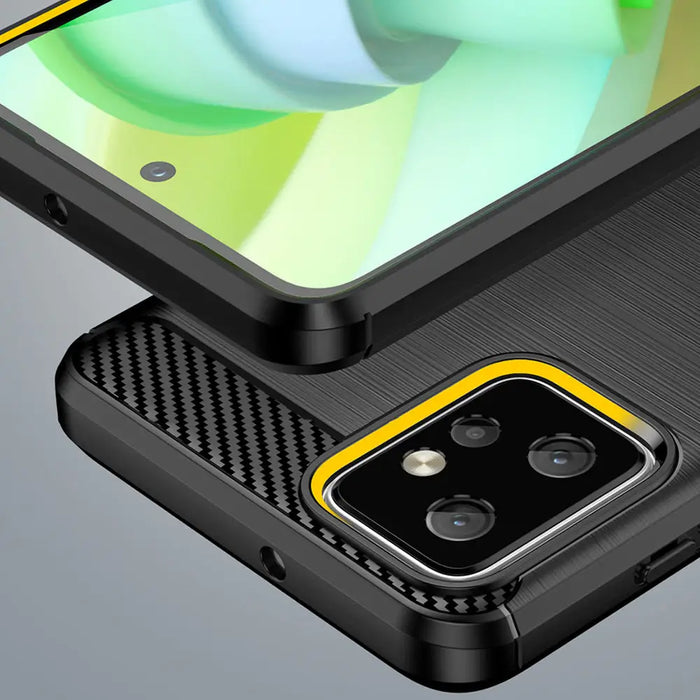 Carbon Case for Motorola Moto G Power 2023 flexible silicone carbon cover black - Cell phone cases