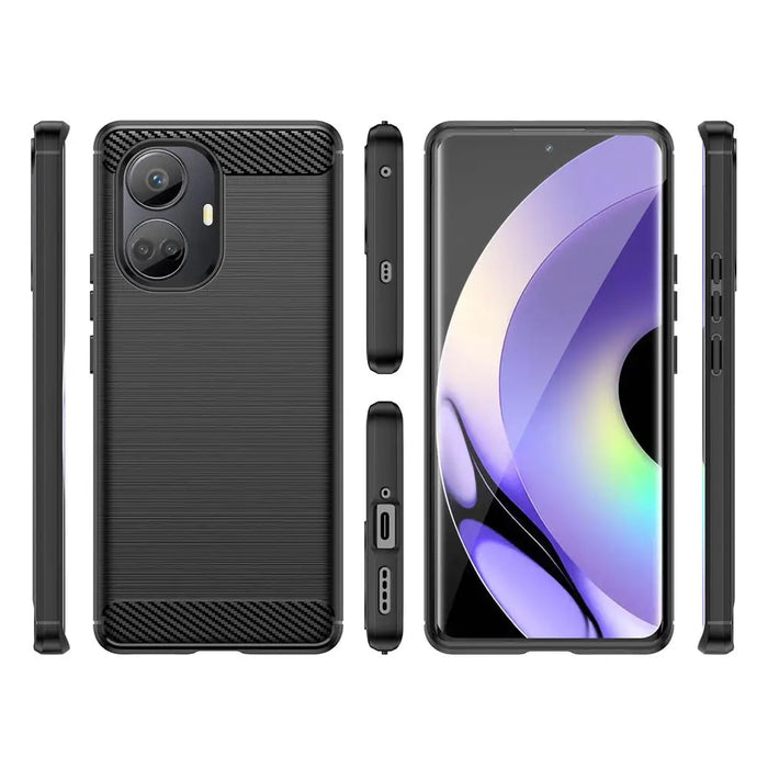 Carbon Case case for Realme 10 Pro+ flexible silicone carbon cover black - Cell phone cases and covers<<<HurtelXML