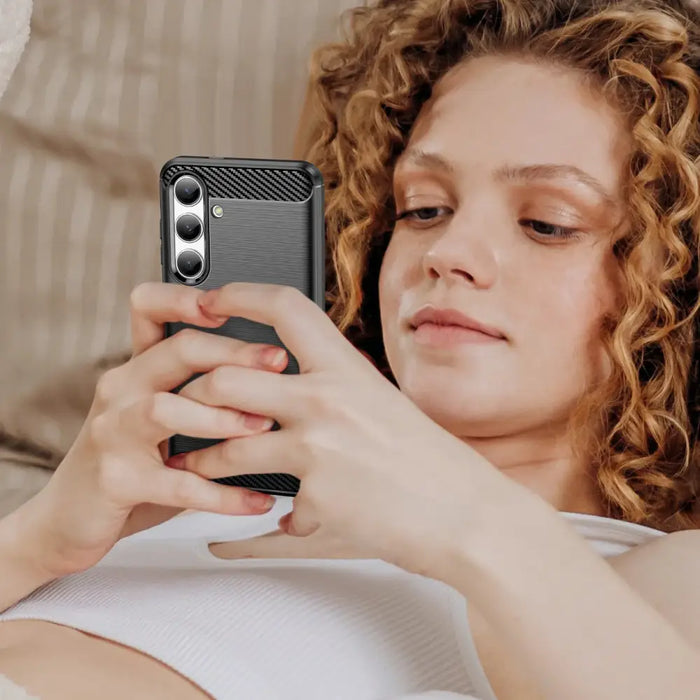 Carbon Case for Samsung Galaxy S24 Flexible Silicone Carbon Cover - Black - Cell phone cases and covers<<<HurtelXML