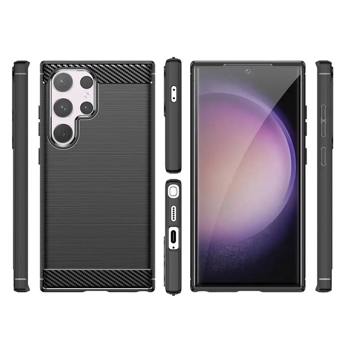 Carbon Case for Samsung Galaxy S24 Ultra Flexible Silicone Carbon Cover - Black - Cell phone cases