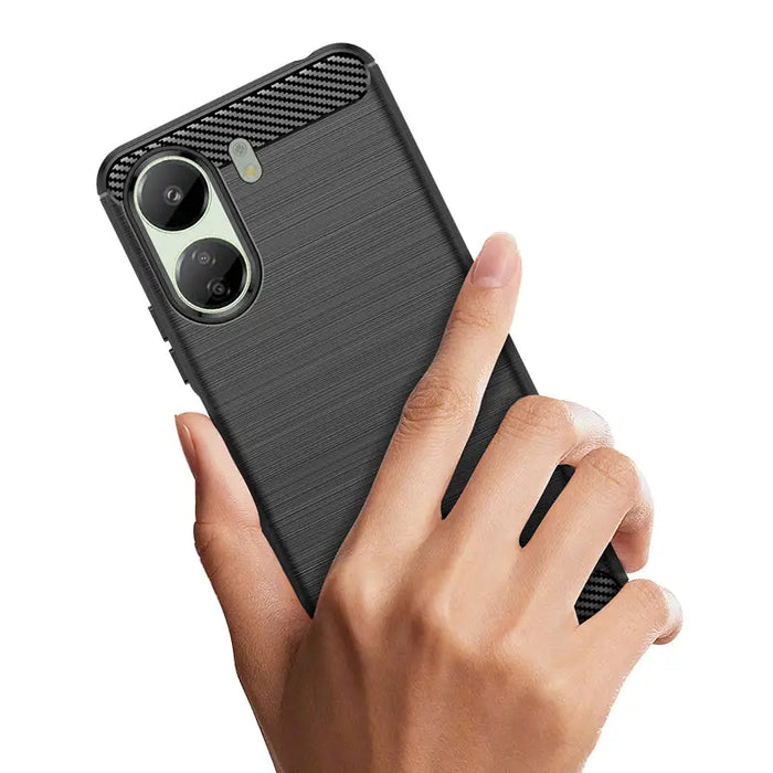 Carbon Case for Xiaomi Redmi 13c Flexible Silicone Carbon Cover - Black - Cell phone cases and covers<<<HurtelXML