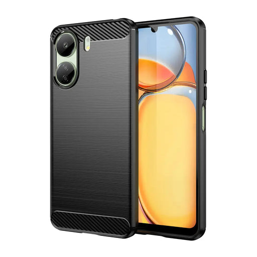 Carbon Case for Xiaomi Redmi 13c Flexible Silicone Carbon Cover - Black - Cell phone cases and covers<<<HurtelXML