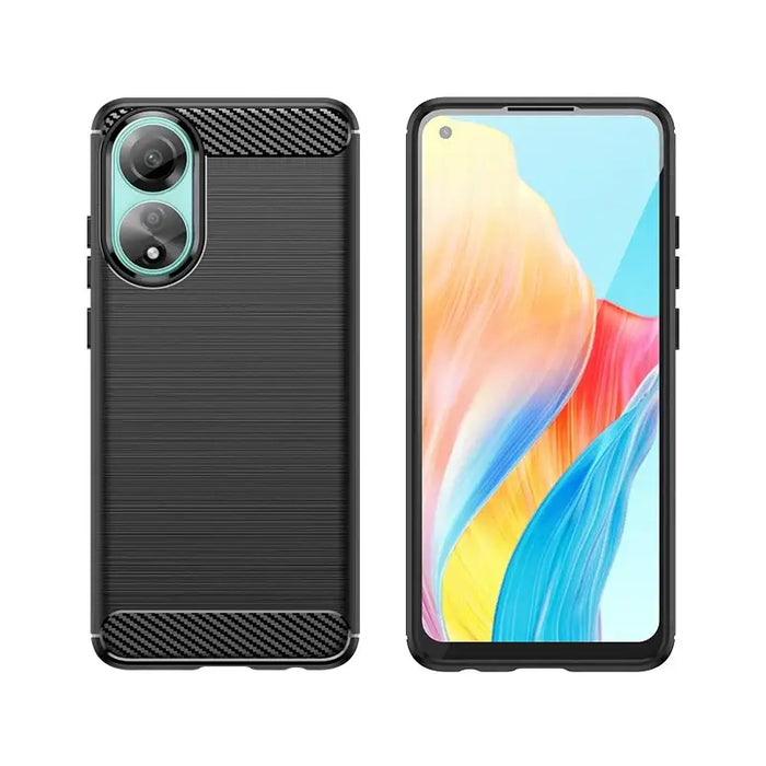 Carbon Case silicone case for Oppo A78 4G - black - Cell phone cases and covers<<<HurtelXML