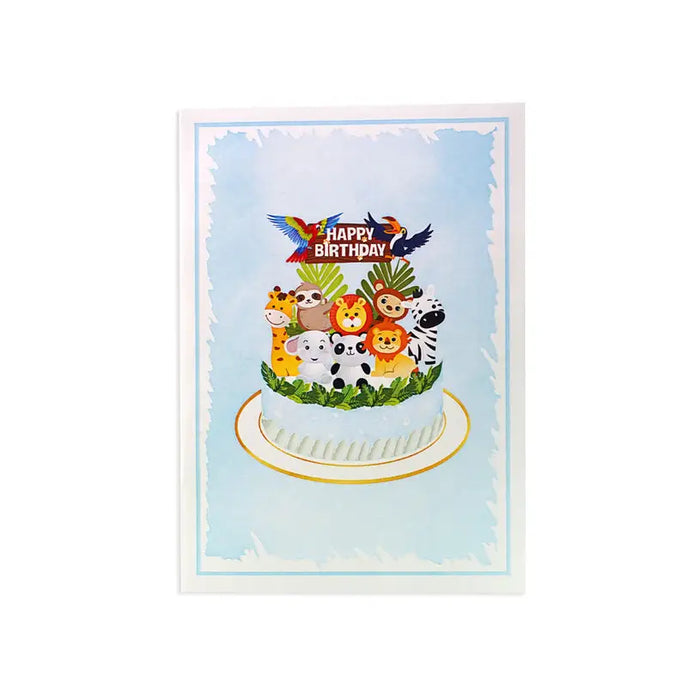 CARD CAKE WITH ANIMALS POP-UP ’CAKE WITH ANIMALS’ KIRIORI 10740 - Парти артикули<<<Декорации<<<Мебели и