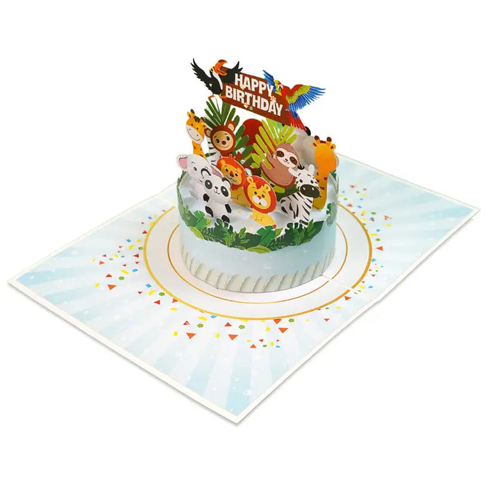 CARD CAKE WITH ANIMALS POP-UP ’CAKE WITH ANIMALS’ KIRIORI 10740 - Парти артикули<<<Декорации<<<Мебели и