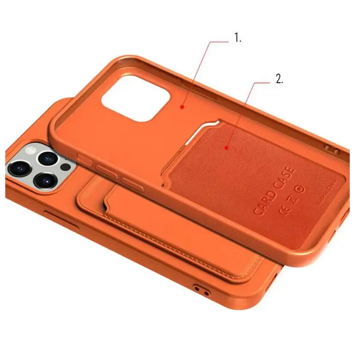 Card Case Silicone Wallet with Card Slot Documents for iPhone 11 Pro Orange - Cell phone cases and covers<<<HurtelXML