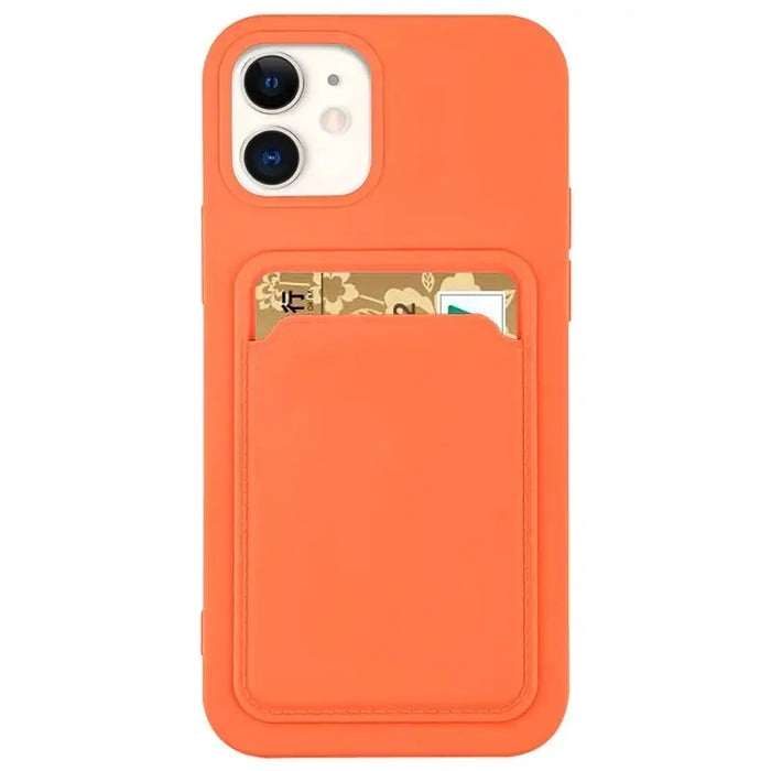 Card Case Silicone Wallet Wallet with Card Slot Documents for iPhone 12 Pro Max Orange - Cell phone cases