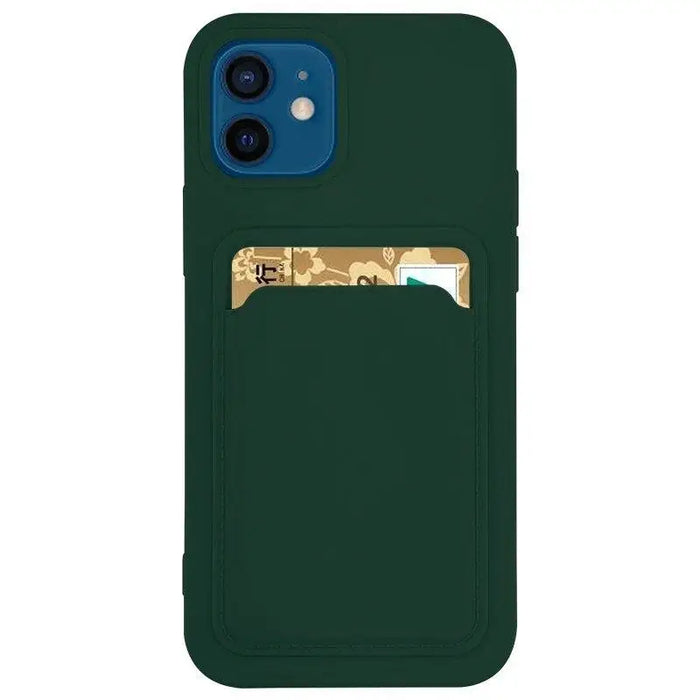 Card Case Silicone Wallet Case with Card Slot Documents for Samsung Galaxy A72 4G Dark Green - Cell phone cases