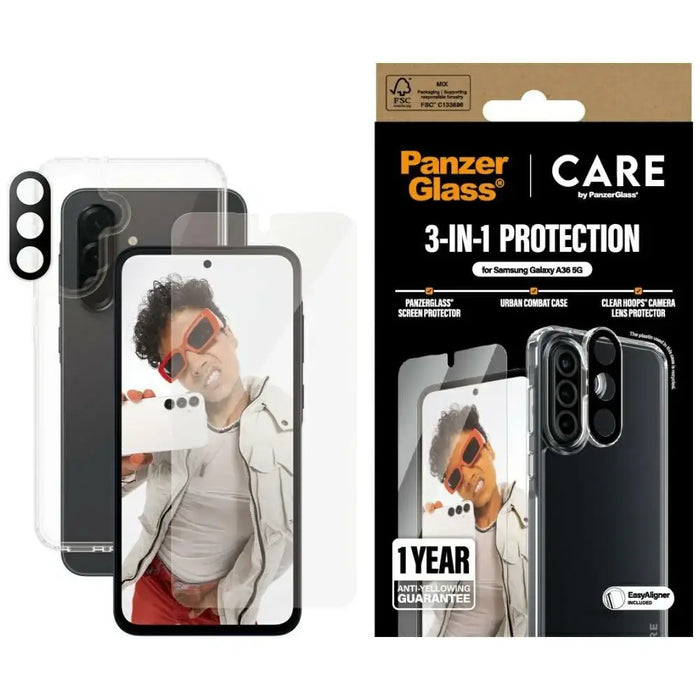 CARE by PanzerGlass Flagship 3in1 Case + Glass + Lens for Samsung Galaxy A36 5G - transparent - Cell phone cases