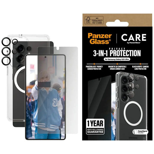 CARE by PanzerGlass Flagship 3in1 Case + Privacy Glass + Lens for Samsung Galaxy S25 Ultra - Cell phone cases