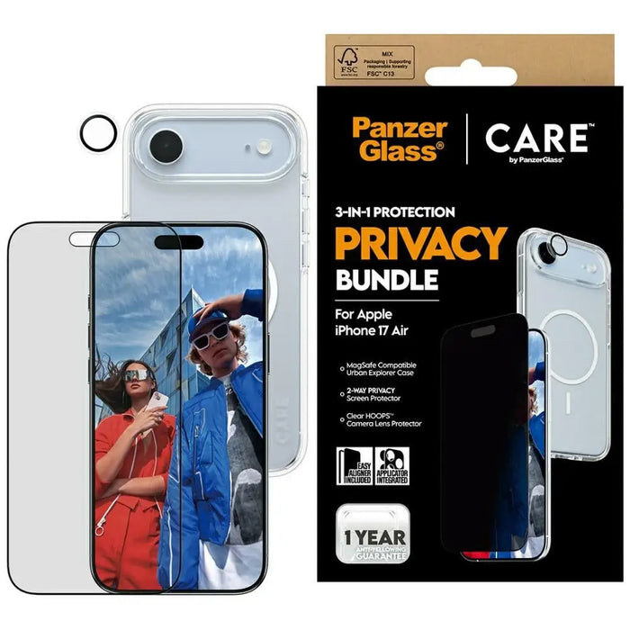 CARE by PanzerGlass Flagship Privacy 3-in-1 Case + Privacy Glass + Lens for iPhone Air - Cell phone cases